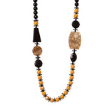 Collana perline, boule, cilindretti ed elemento simmetrico Zen - Giallo senape - Sodini Bijoux