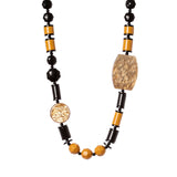 Collana boule, perline e placchette Zen - Giallo senape - Sodini Bijoux