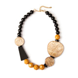 Collana corta boule e placchette Zen - Giallo senape - Sodini Bijoux