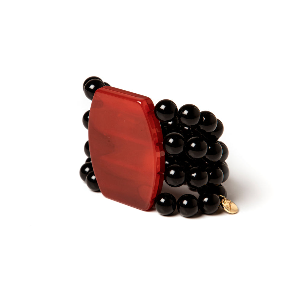 Bracciale elastico con placchetta Zen - Rosso - Sodini Bijoux