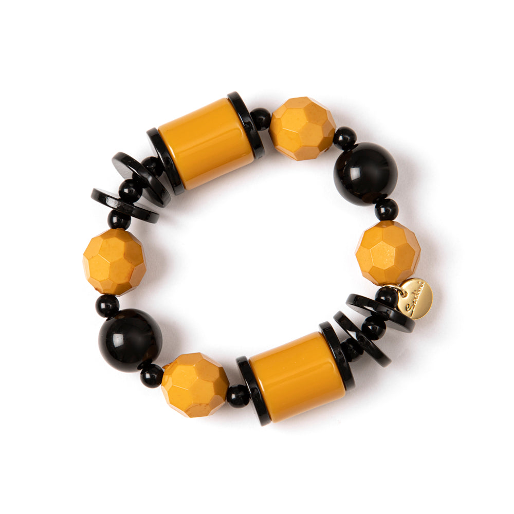 Bracciale elastico con cilindretti Zen - Giallo senape - Sodini Bijoux