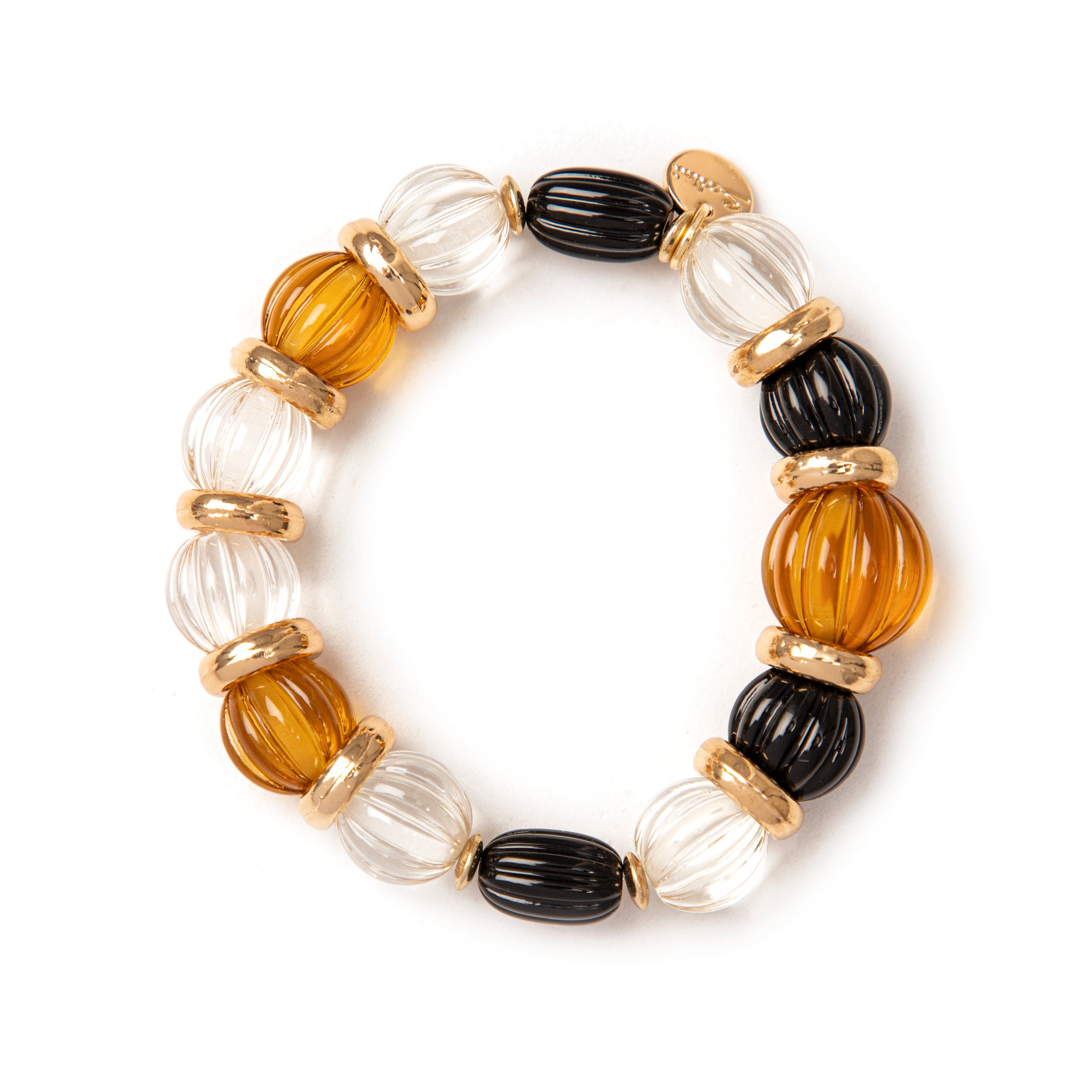 Bracciale elastico boule e oliva Plissè - Arancio - Sodini Bijoux