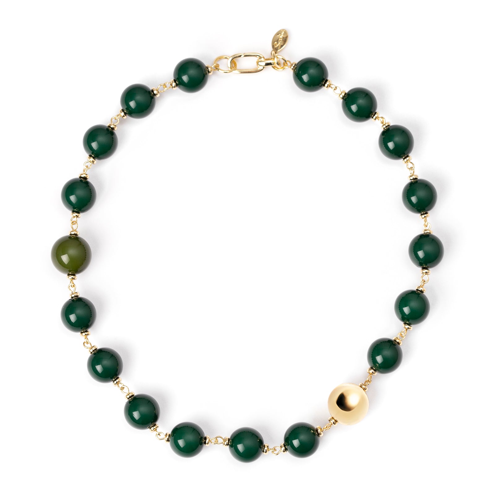 Short necklace with chained boules Tribeca - Verde - Sodini Bijoux