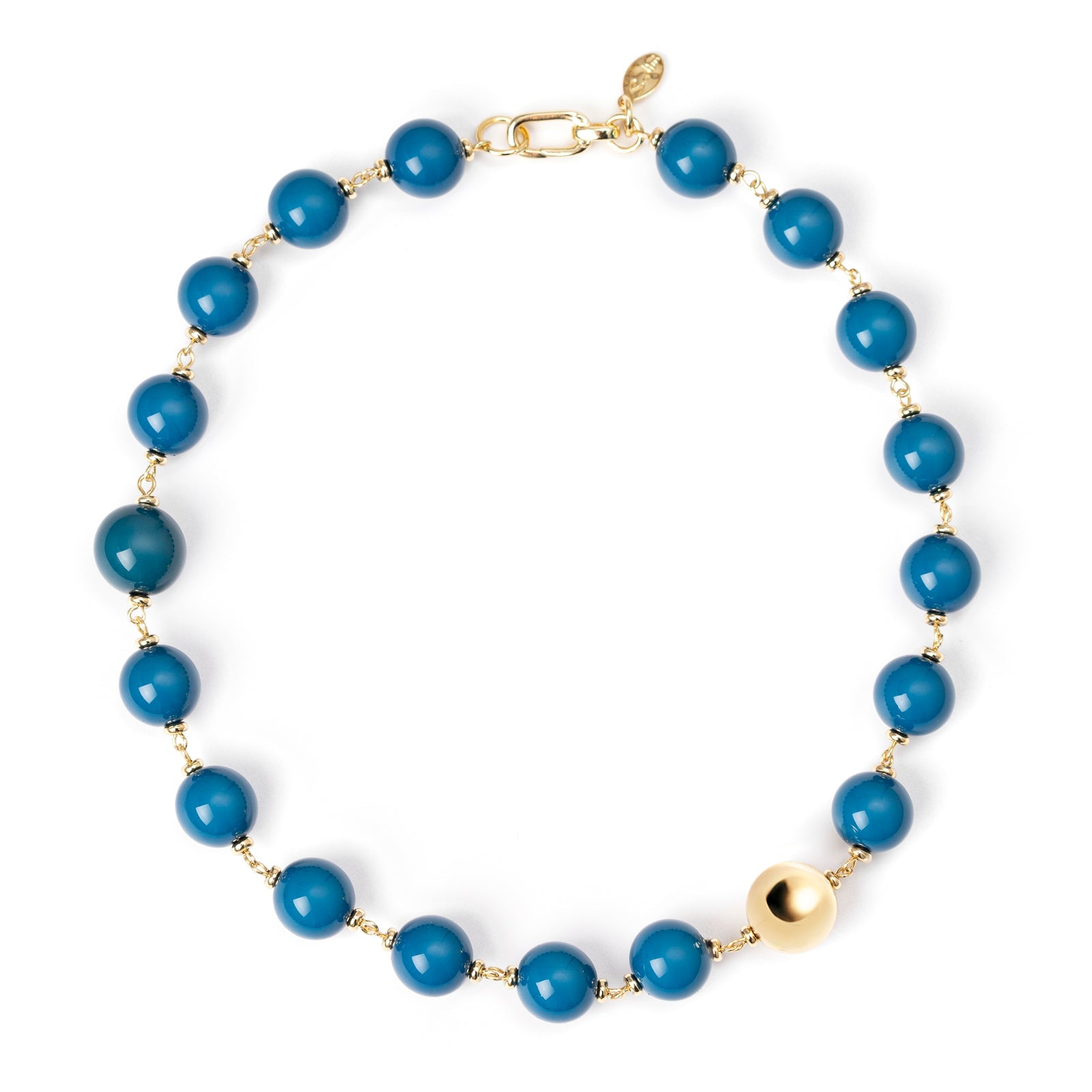 Short necklace with chained boules Tribeca - Blu - Sodini Bijoux