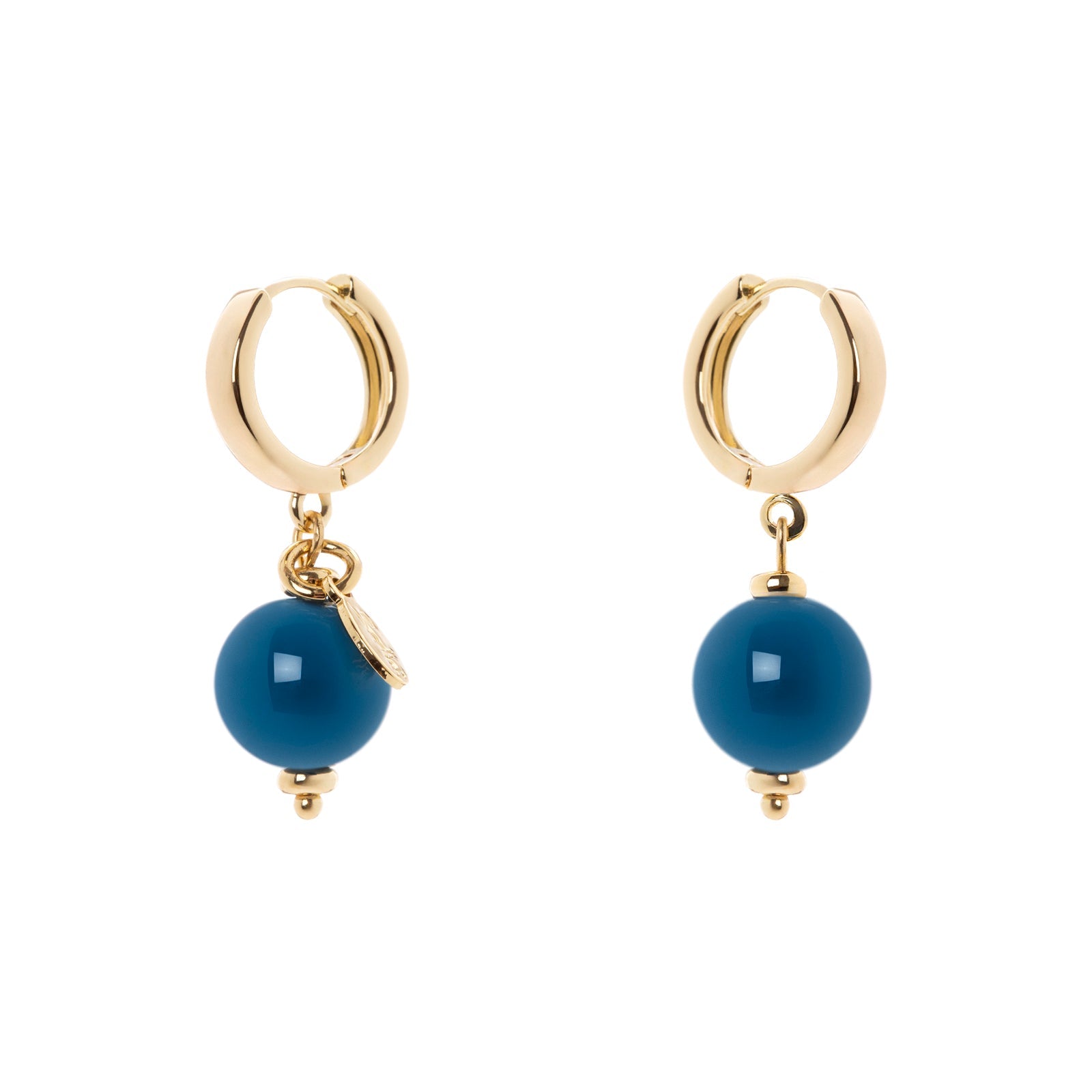 Orecchini cerchietto e boule Tribeca - Blu - Sodini Bijoux