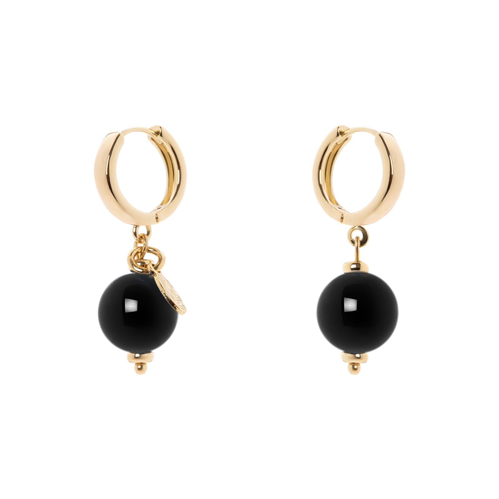 Earrings little hoop and boule Tribeca - Nero - Sodini Bijoux