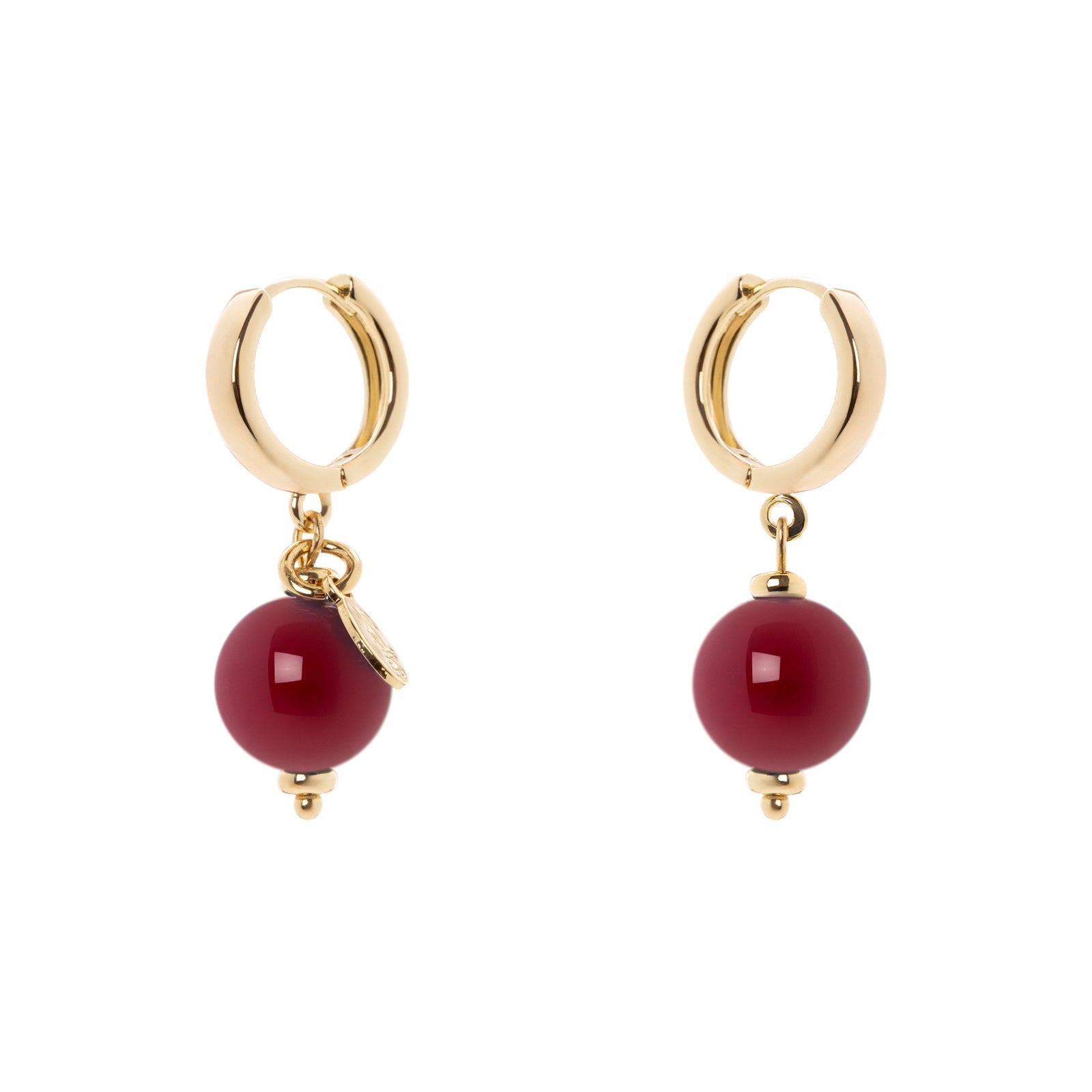 Earrings little hoop and boule Tribeca - Rosso - Sodini Bijoux