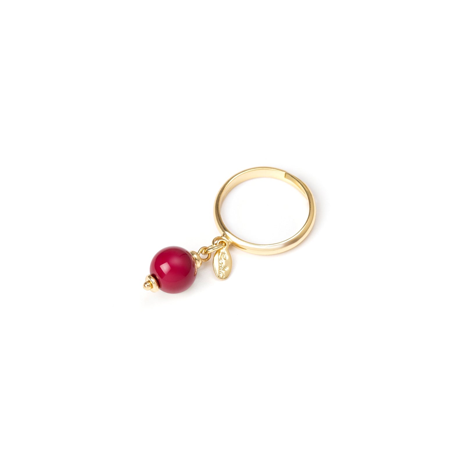 Ring with pendant Tribeca - Rosso - Sodini Bijoux