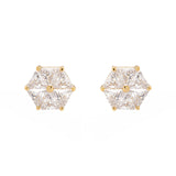 Exagon and zirconia earrings Eva - Gold - Sodini Bijoux