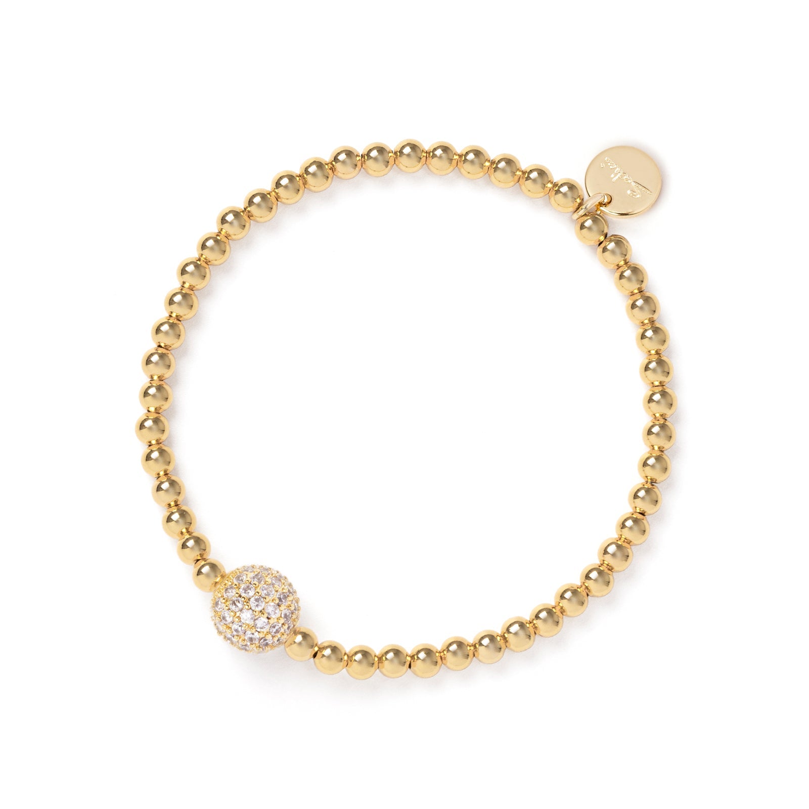 Bracciale elastico boule e sferetta Praline - Oro e bianco - Sodini Bijoux