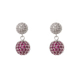 Earrings tiny dome and little sphere Praline - Fucsia - Sodini Bijoux