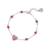 Bracciale catena e cuore Petit Pavè - Fucsia - Sodini Bijoux