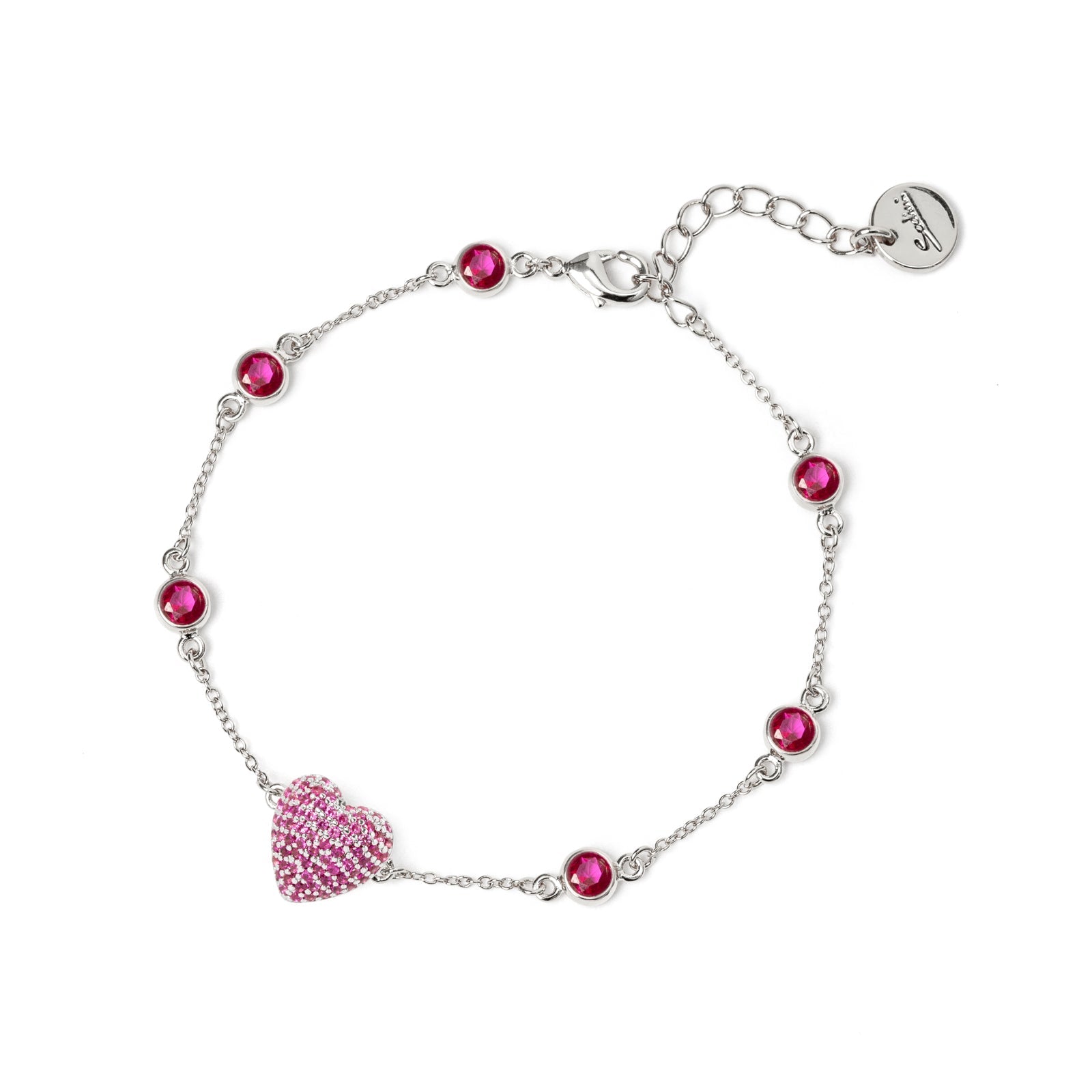 Bracciale catena e cuore Petit Pavè - Fucsia - Sodini Bijoux