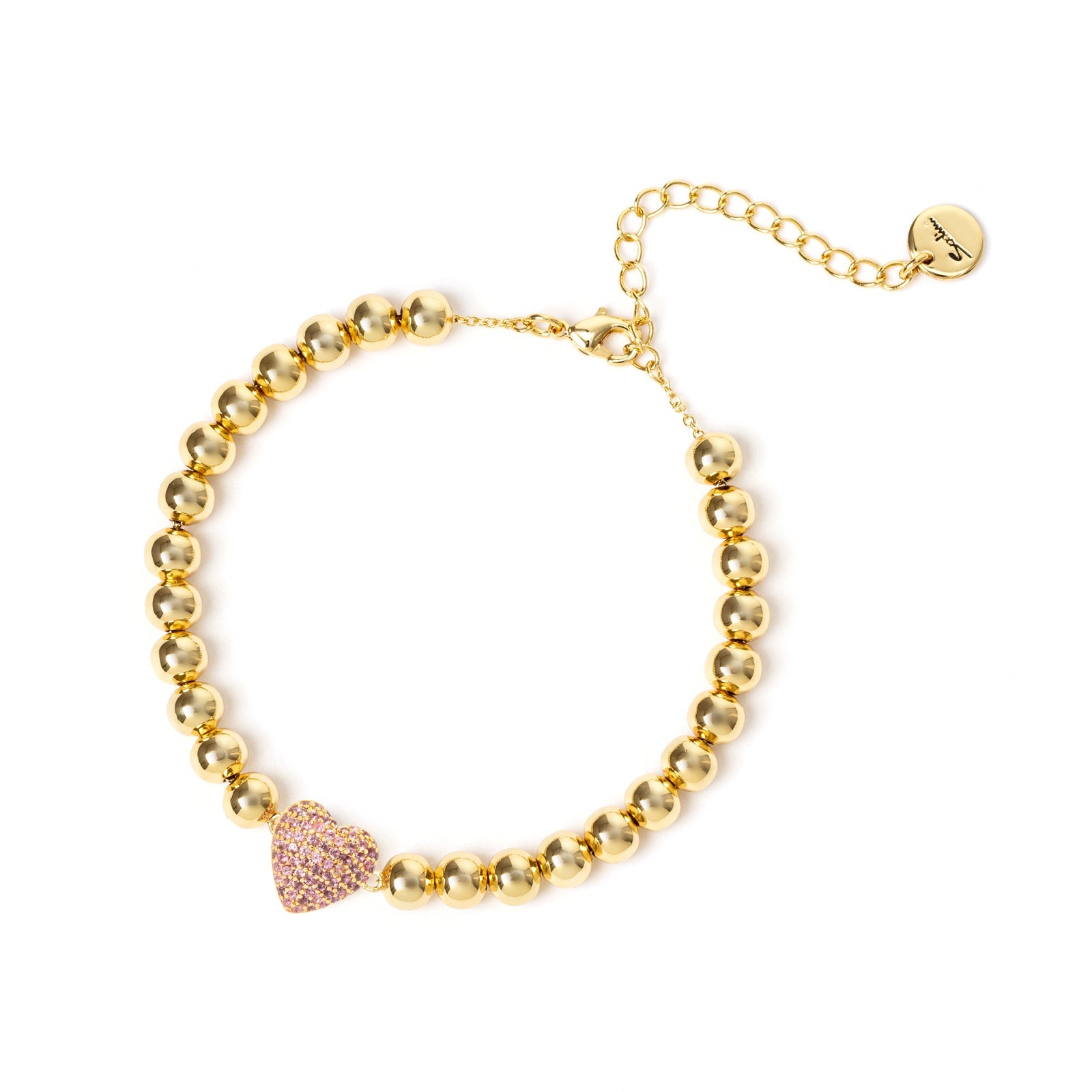 Bracciale boule e cuore Petit Pavè - Rosa - Sodini Bijoux