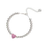 Bracciale boule e cuore Petit Pavè - Fucsia - Sodini Bijoux