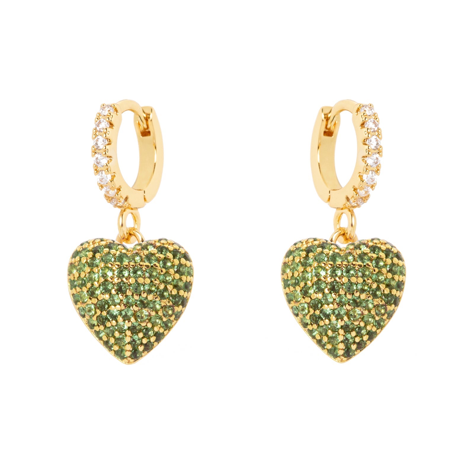 Orecchini mini cerchio e cuore Petit Pavè - Verde - Sodini Bijoux