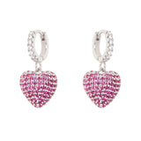 Orecchini mini cerchio e cuore Petit Pavè - Fucsia - Sodini Bijoux