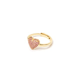 Anello con cuore Petit Pavè - Rosa - Sodini Bijoux