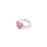 Anello con cuore Petit Pavè - Fucsia - Sodini Bijoux