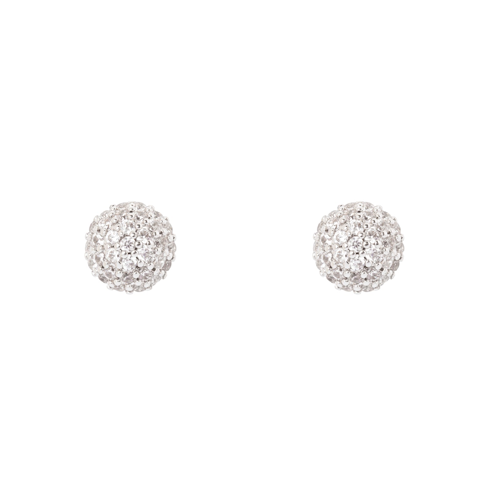 Orecchini a semi-sfera Petit Pavè - Bianco - Sodini Bijoux