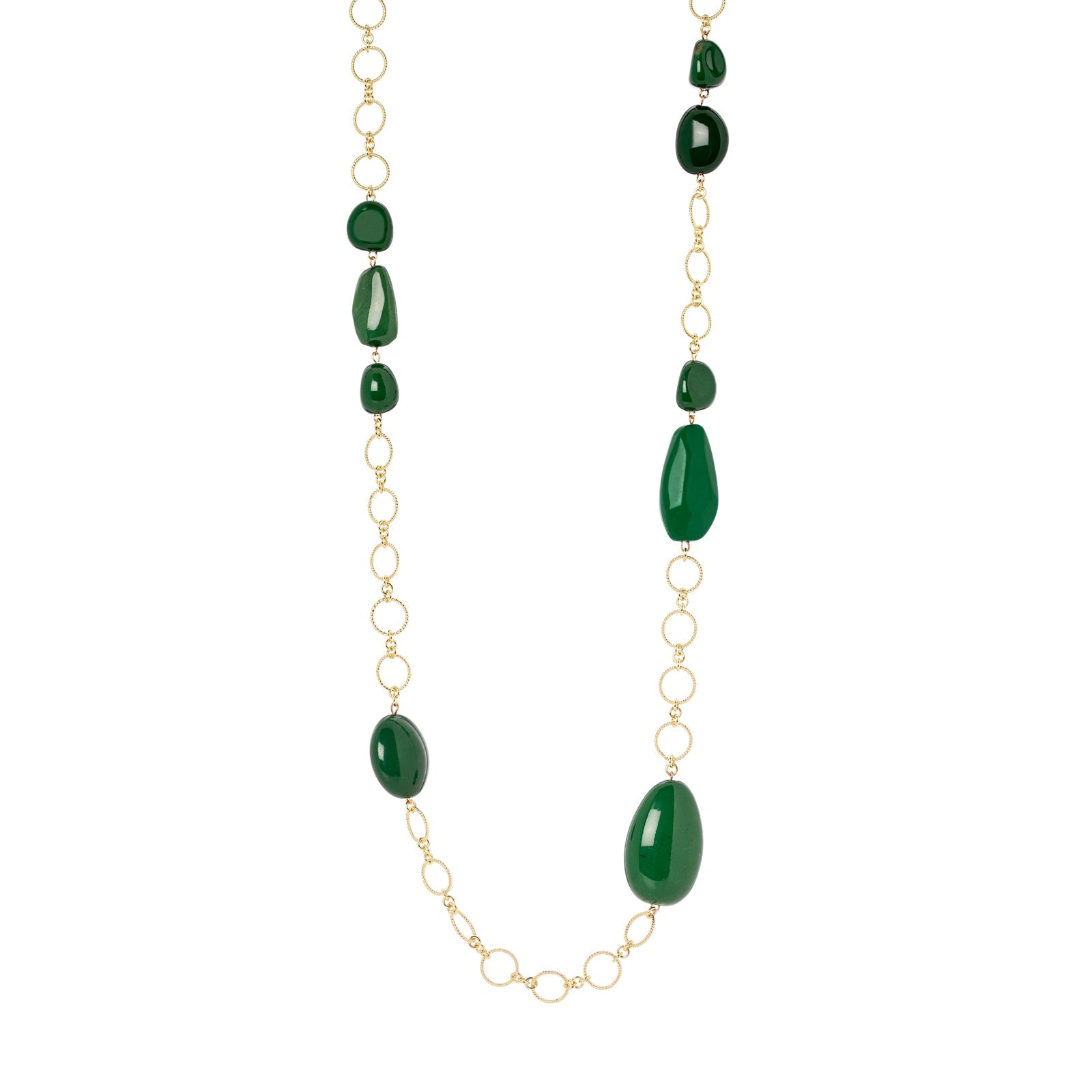 Collana lunga catena e ciottoli Corinne - Verde - Sodini Bijoux