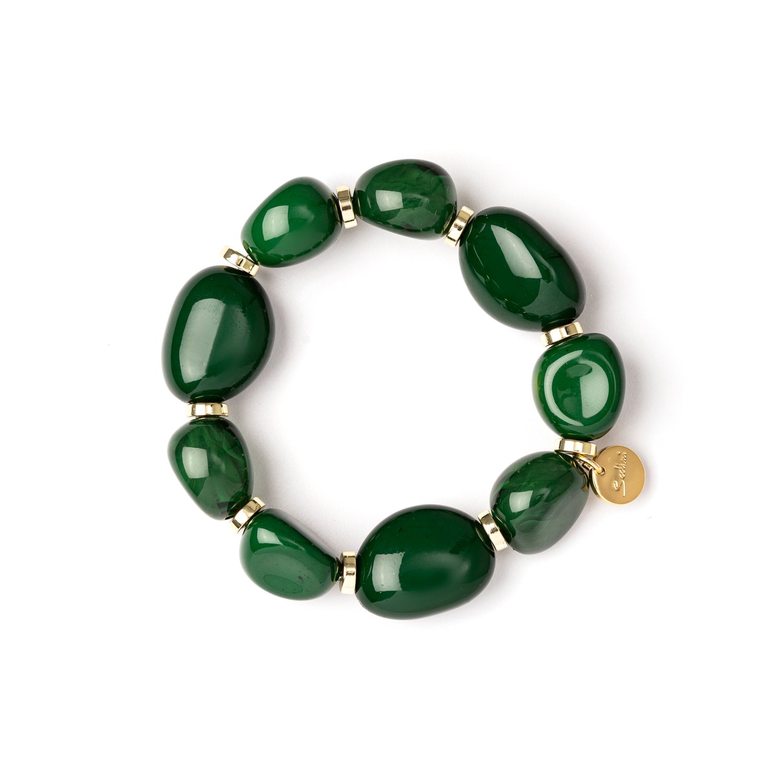 Bracciale elastico di ciottoli Corinne - Verde - Sodini Bijoux