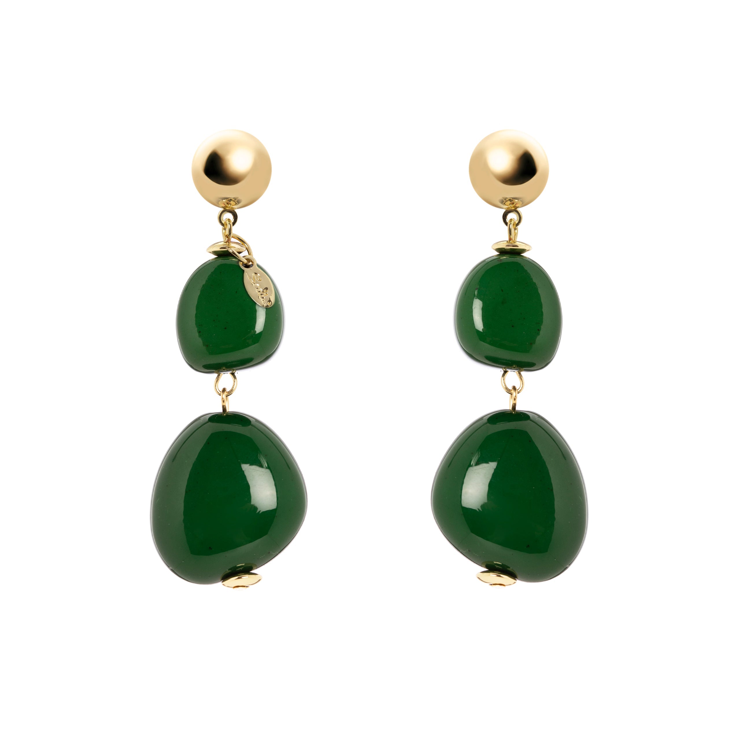 Orecchini a due ciottoli Corinne - Verde - Sodini Bijoux