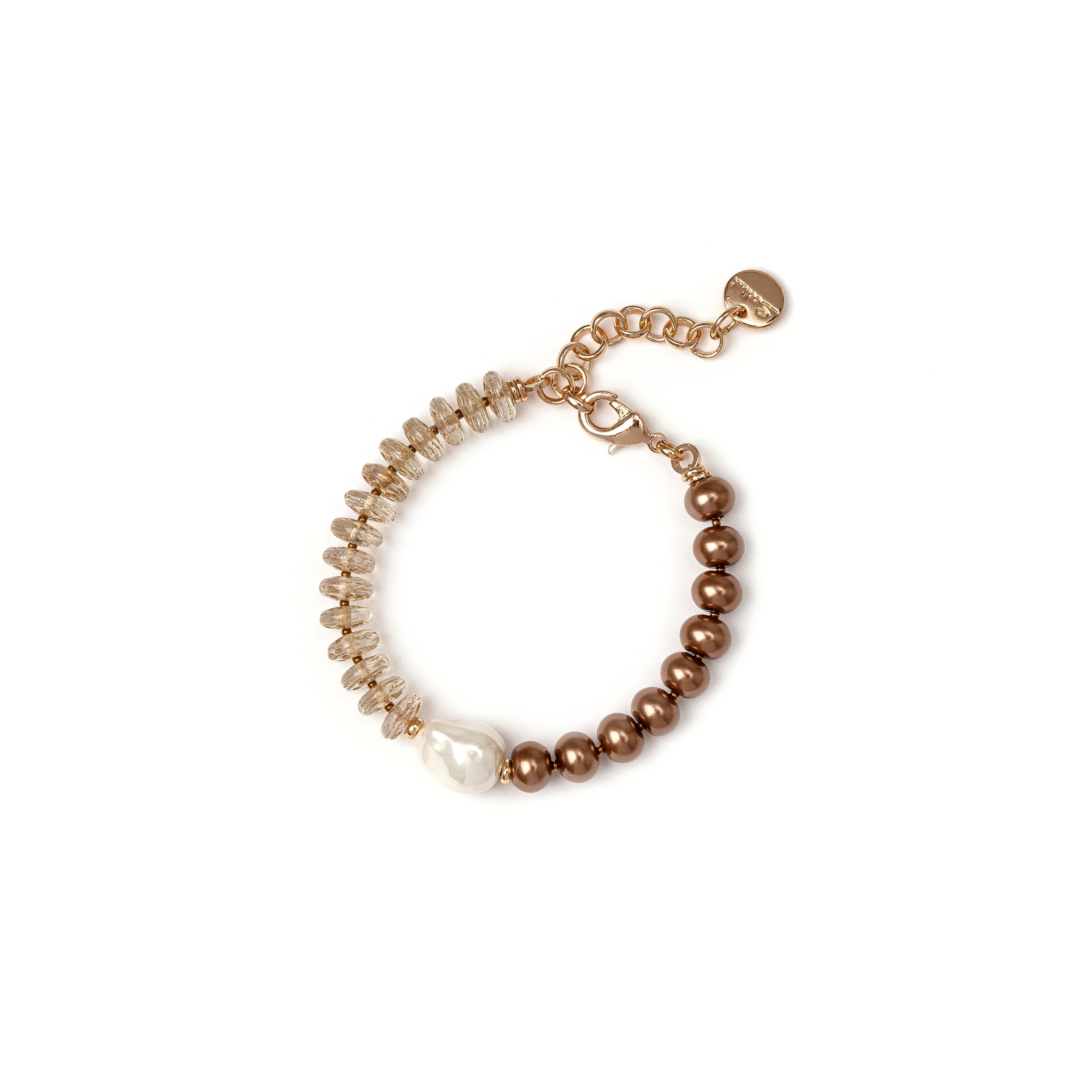 Bracciale perline e boule Jane - Marrone - Sodini Bijoux