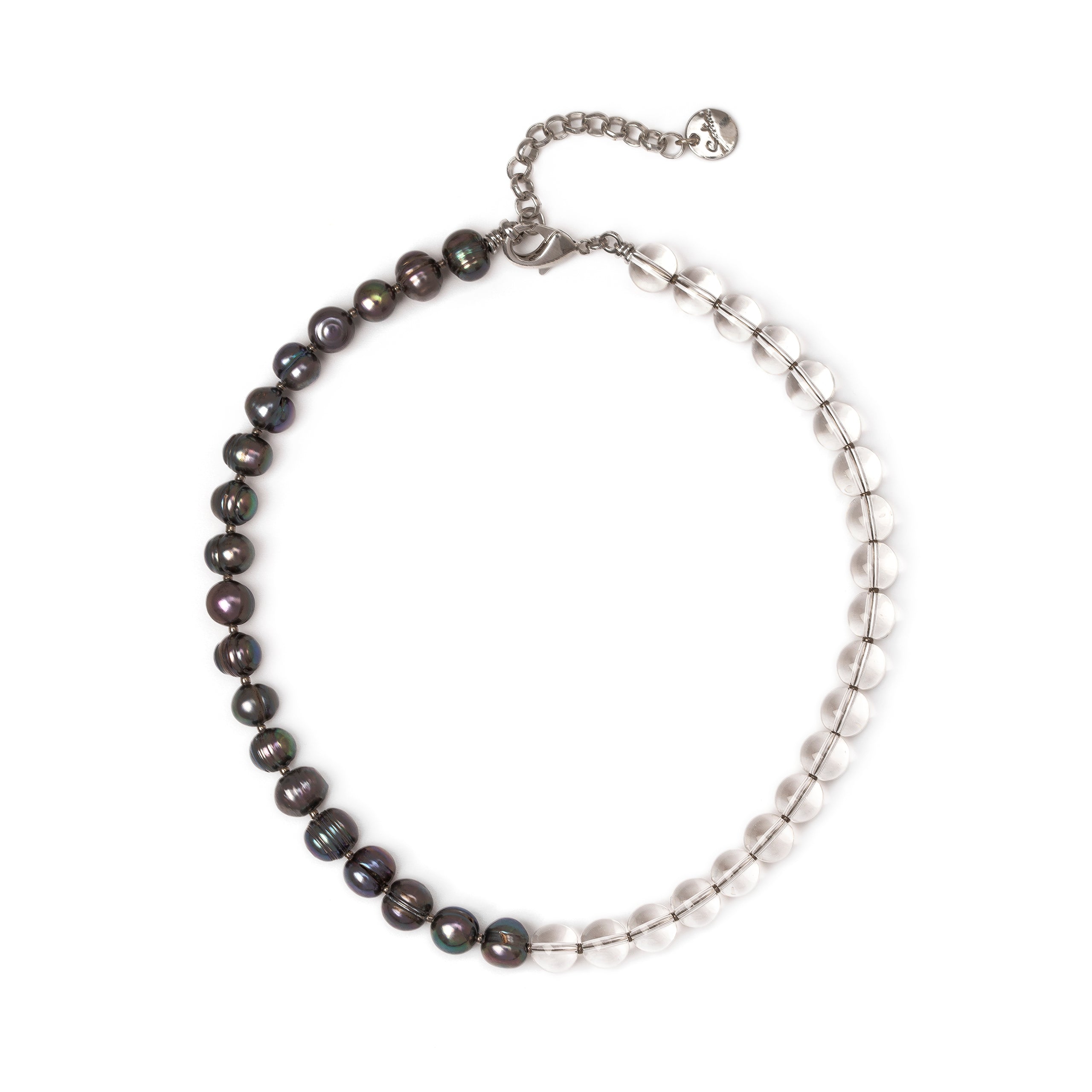 Girocollo perle e boule Jane - Grigio - Sodini Bijoux