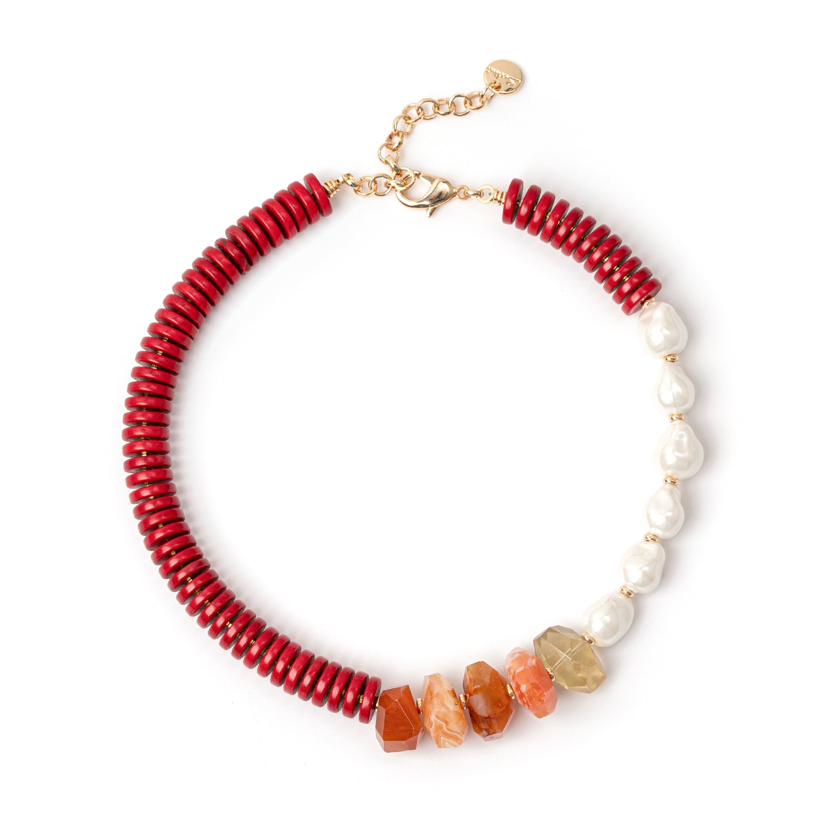 Girocollo Jane Rosso, Agata e Perla - Rosso - Sodini Bijoux