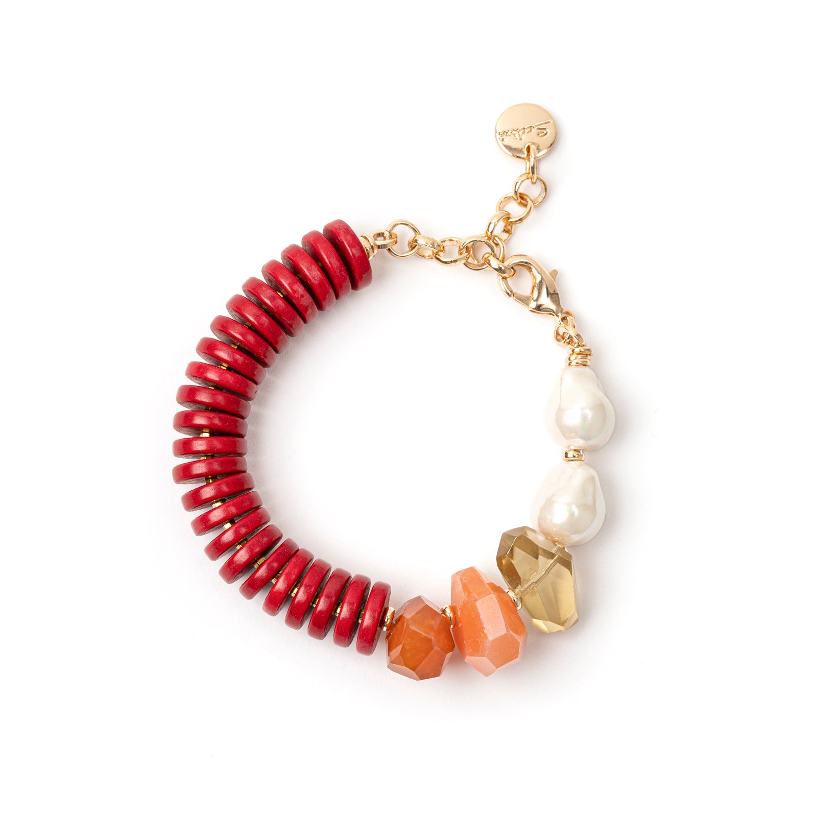 Bracciale Jane Rosso, Agata e Perla - Rosso - Sodini Bijoux