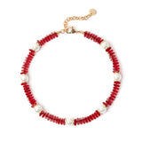 Girocollo Jane Rosso e Perla - Rosso - Sodini Bijoux