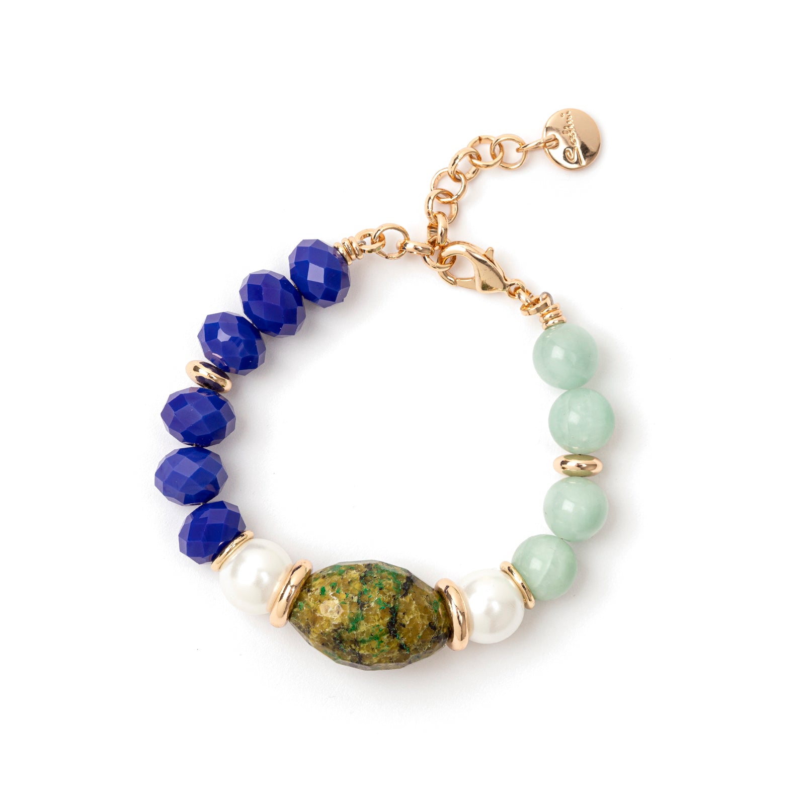 Bracciale Jane Blu, Verde e Perla - Blu - Sodini Bijoux