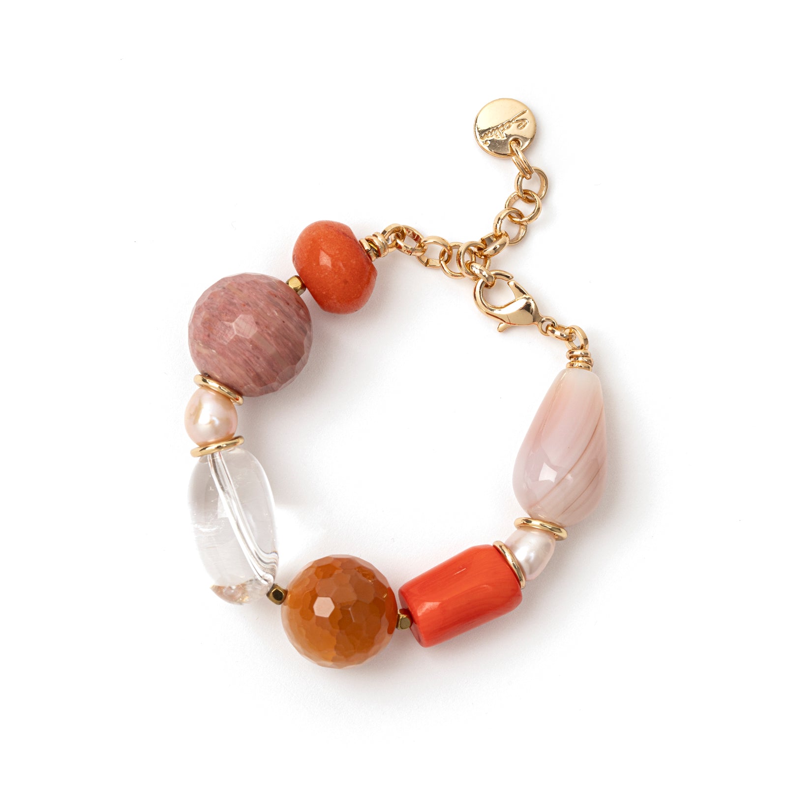 Bracciale Jane con Agata, Pietra del Sole e Perle Naturali - Multicolor - Sodini Bijoux