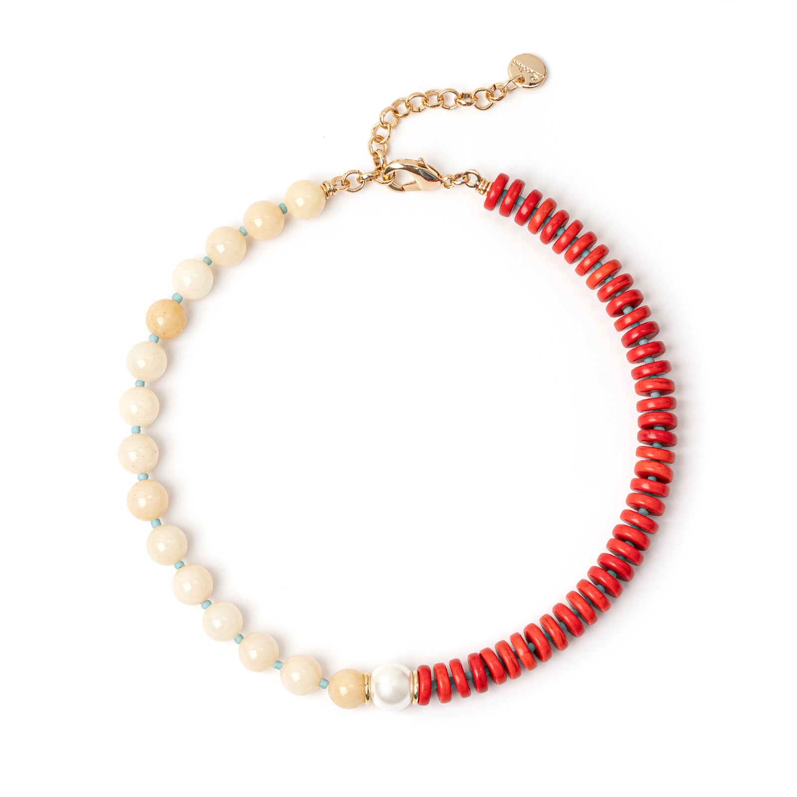 Girocollo Jane Bianco Off White e Corallo - Rosso - Sodini Bijoux