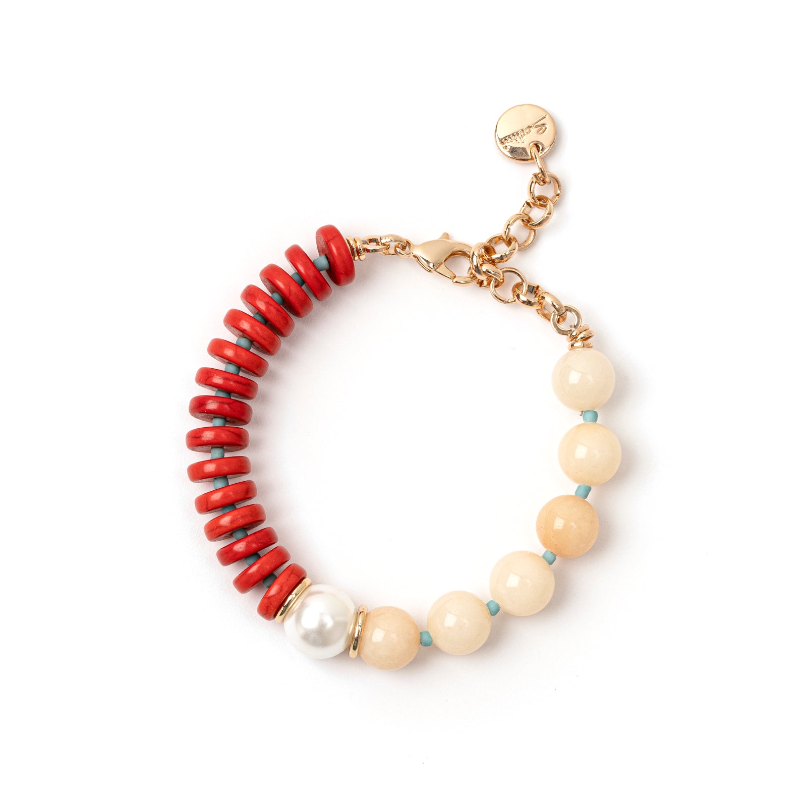 Bracciale Jane Bianco Off White e Corallo - Rosso - Sodini Bijoux