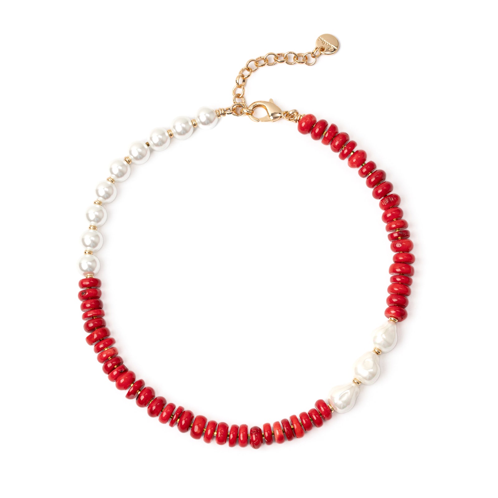 Jane Coral and Pearls Necklace Jane - Red - Sodini Bijoux