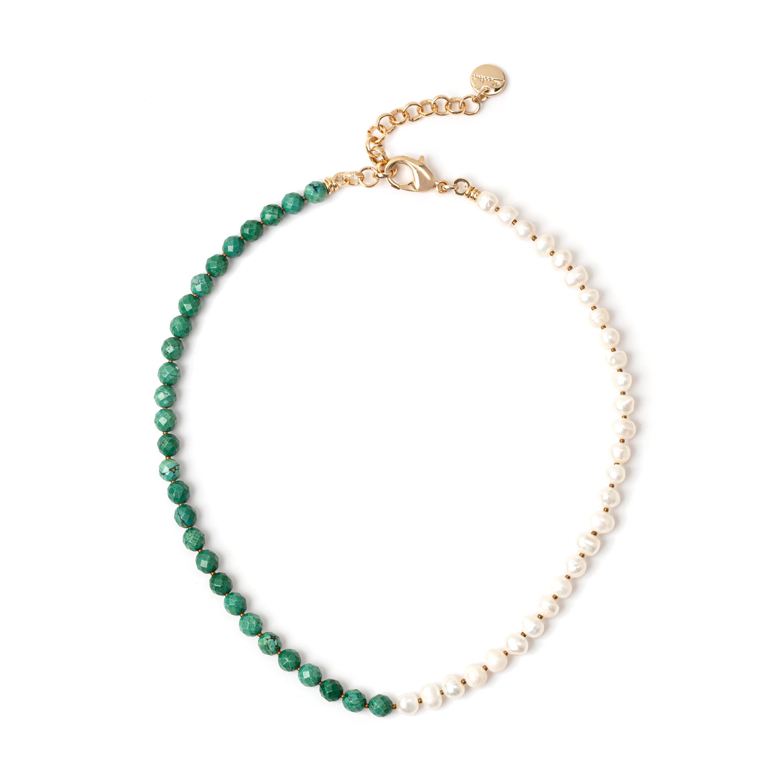 Girocollo Jane con Turchese e Perle di Fiume - Verde - Sodini Bijoux