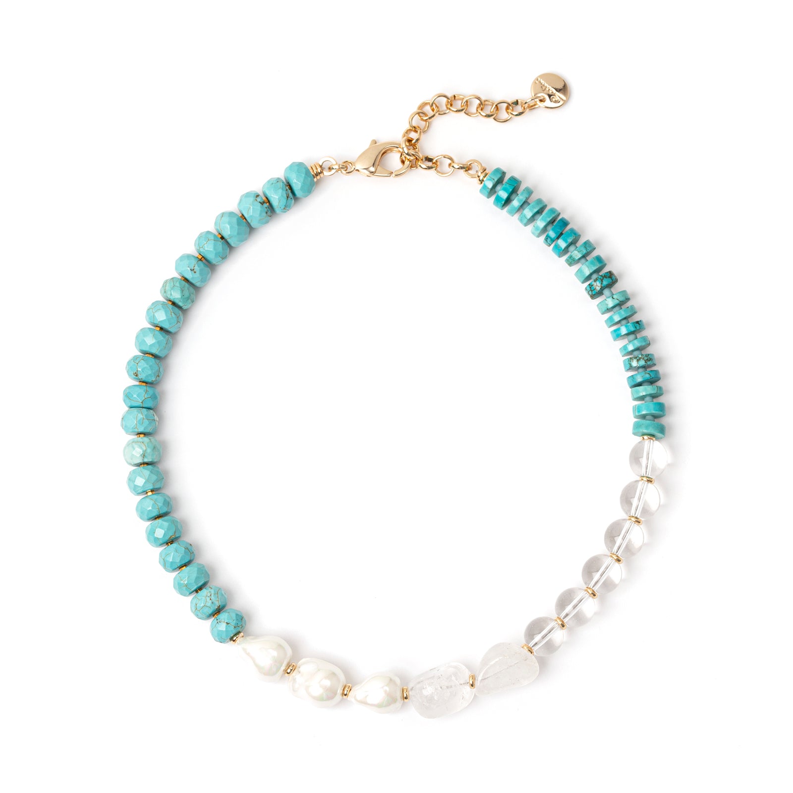 Jane Necklace White Pearl and Jane - Turquoise - Sodini Bijoux