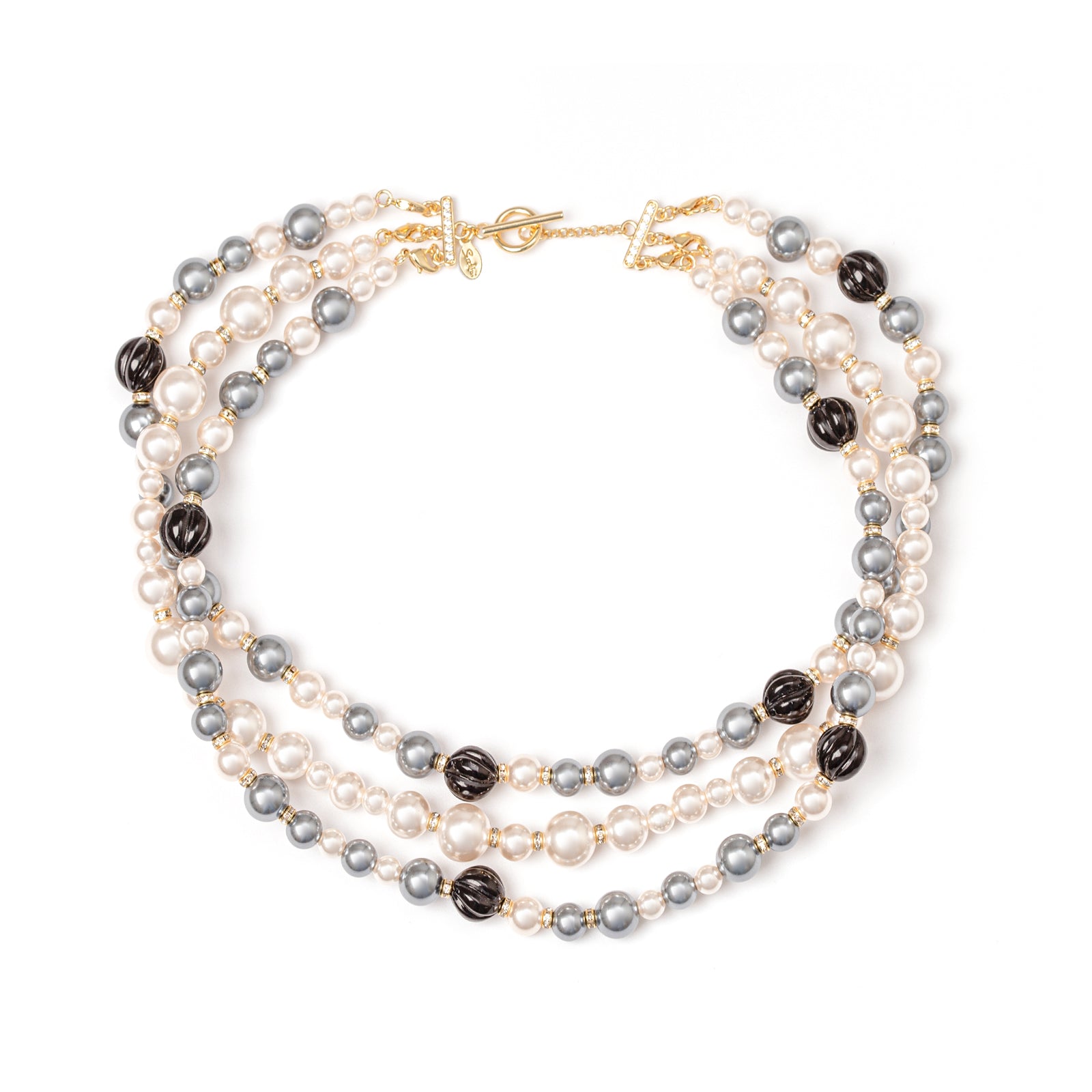 Three strands necklace Matilda - Black - Sodini Bijoux