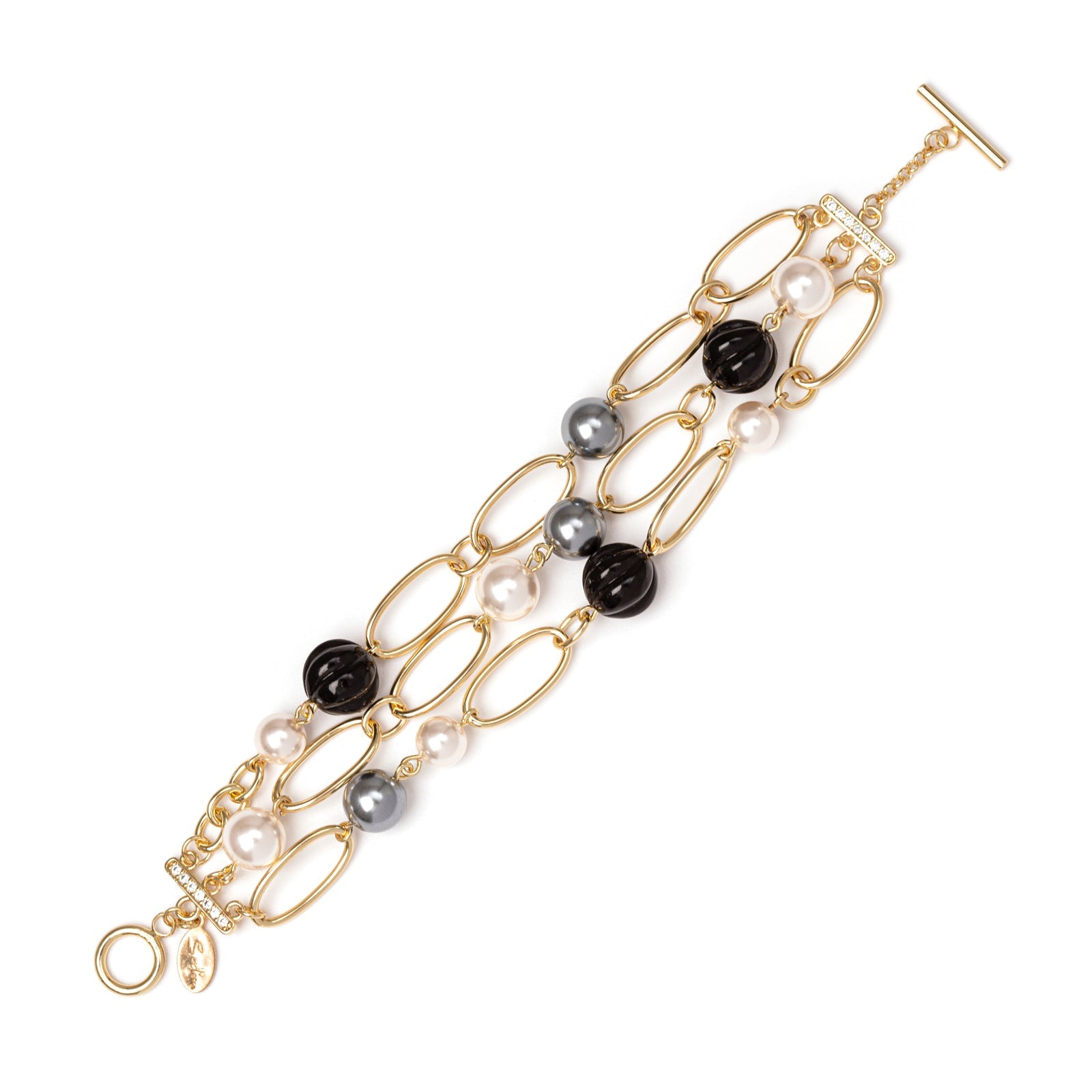 Three-strands bracelet Matilda - Black - Sodini Bijoux