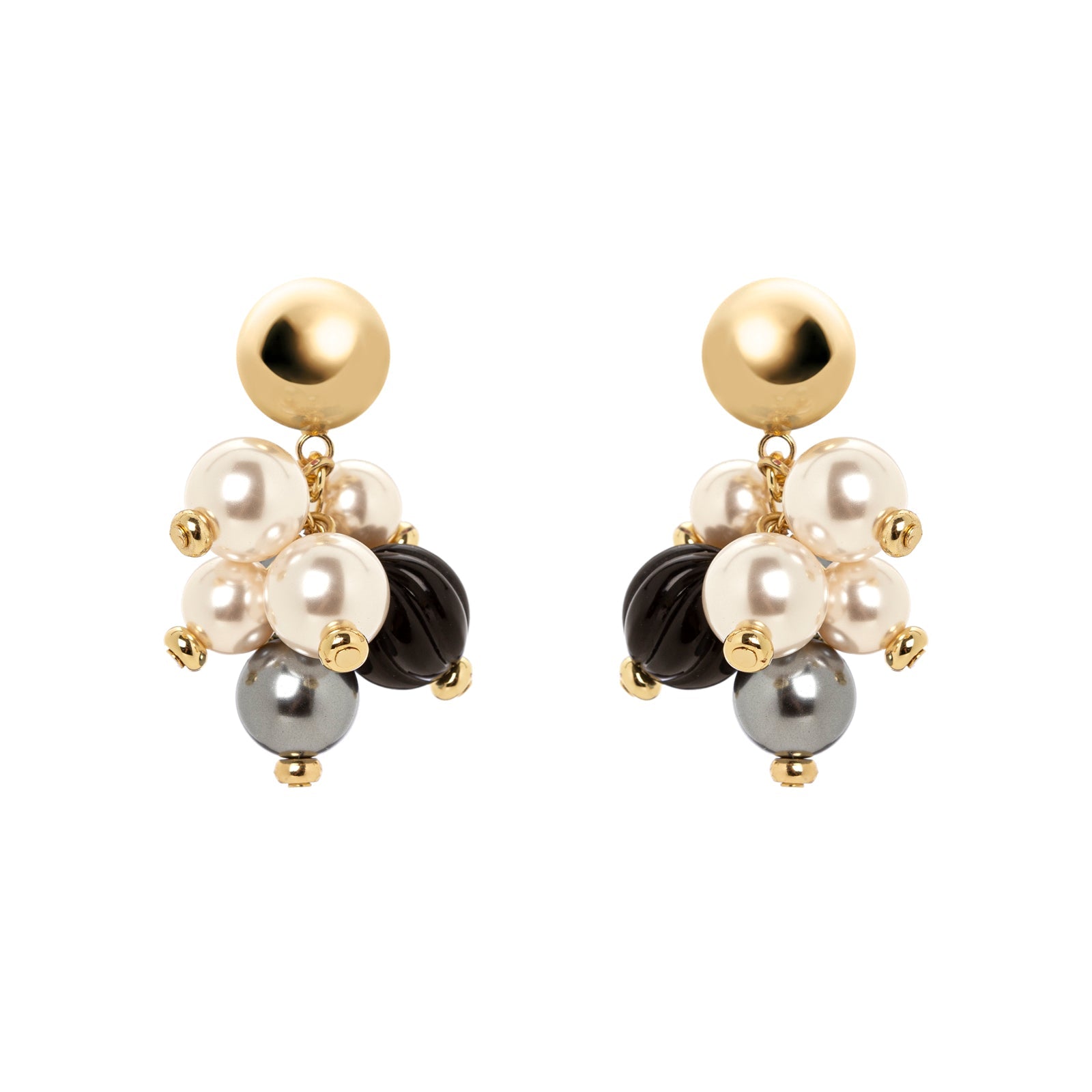 Earrings with cluster pendant Matilda - Black - Sodini Bijoux