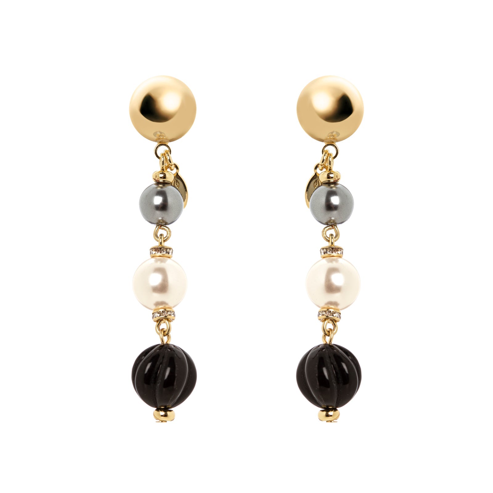 Earrings with three elements' pendant Matilda - Black - Sodini Bijoux