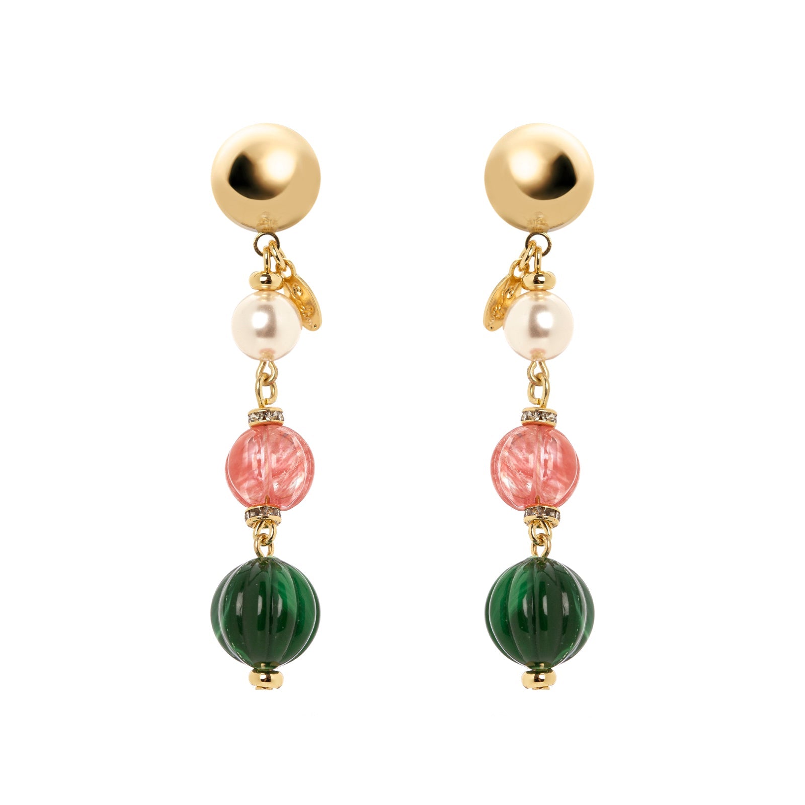 Earrings with three elements' pendant Matilda - Multicoloured - Sodini Bijoux