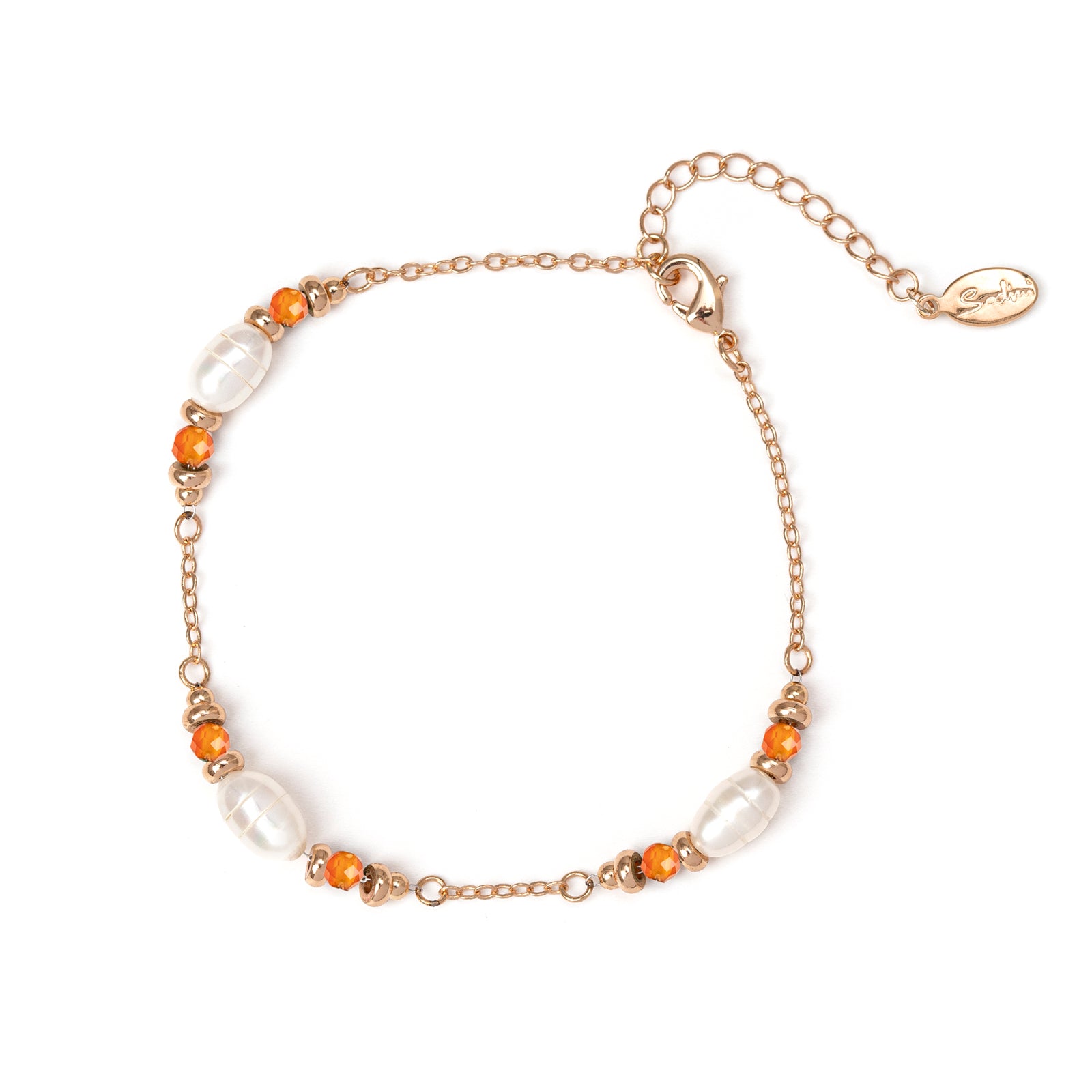 Bracciale con perle ovali Bali - Arancio - Sodini Bijoux