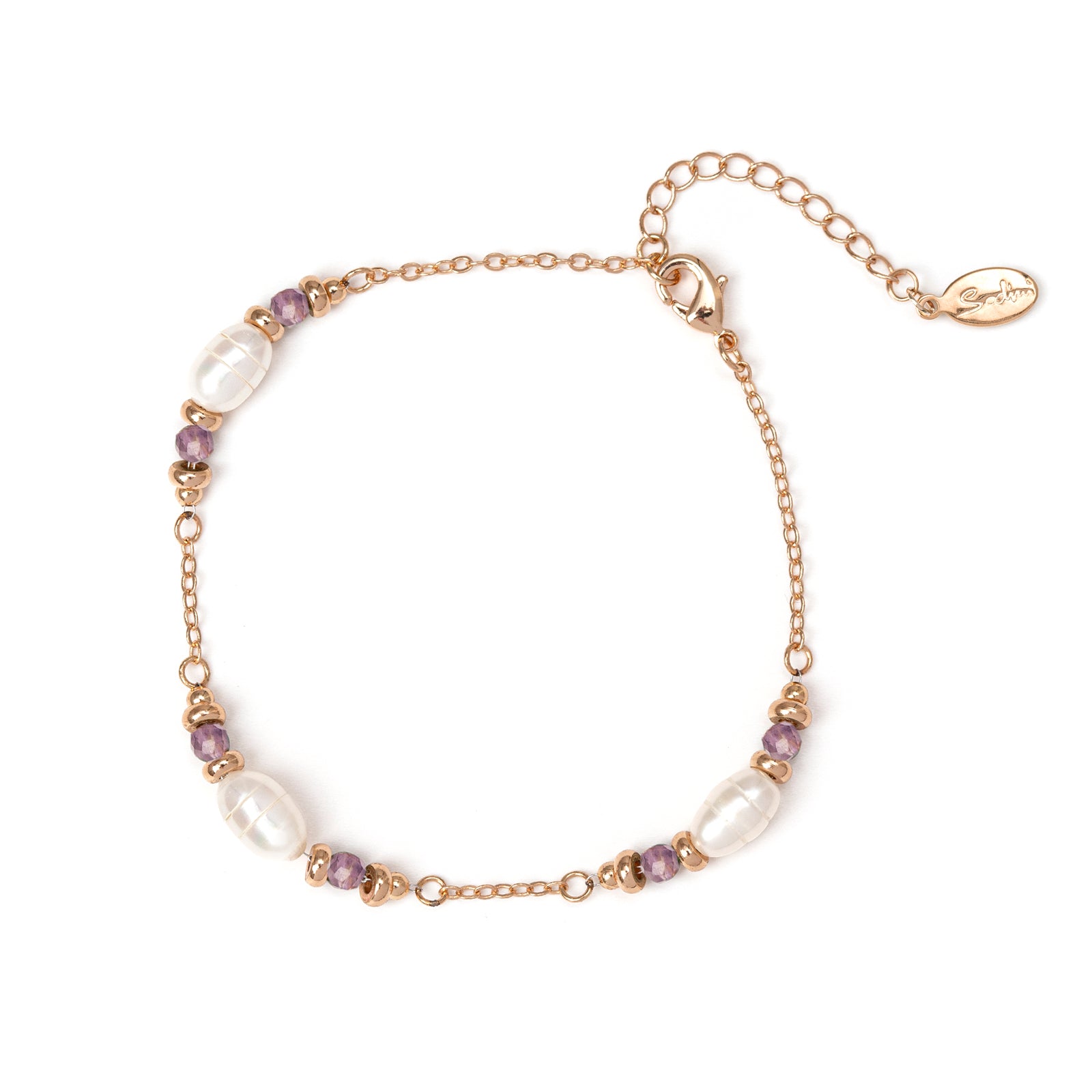 Bracciale con perle ovali Bali - Viola - Sodini Bijoux
