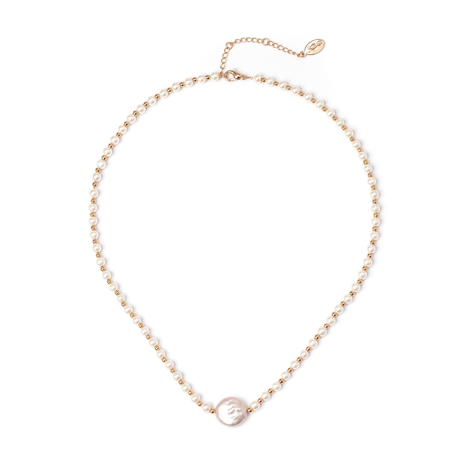 Girocollo perle e boule Moon - Oro e bianco - Sodini Bijoux