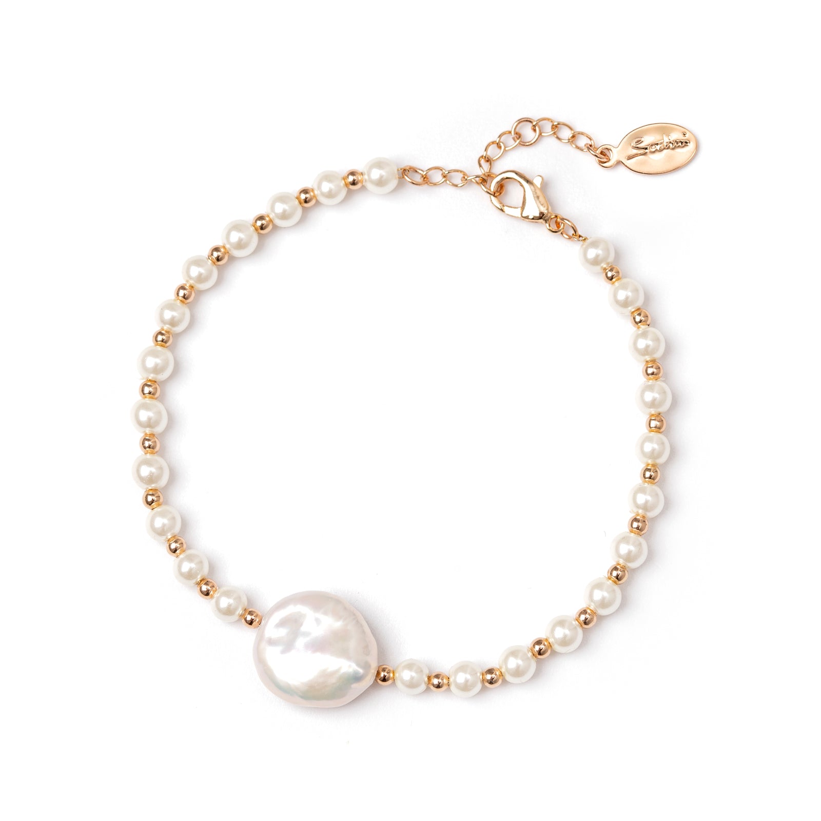 Bracciale perle e boule Moon - Oro e bianco - Sodini Bijoux