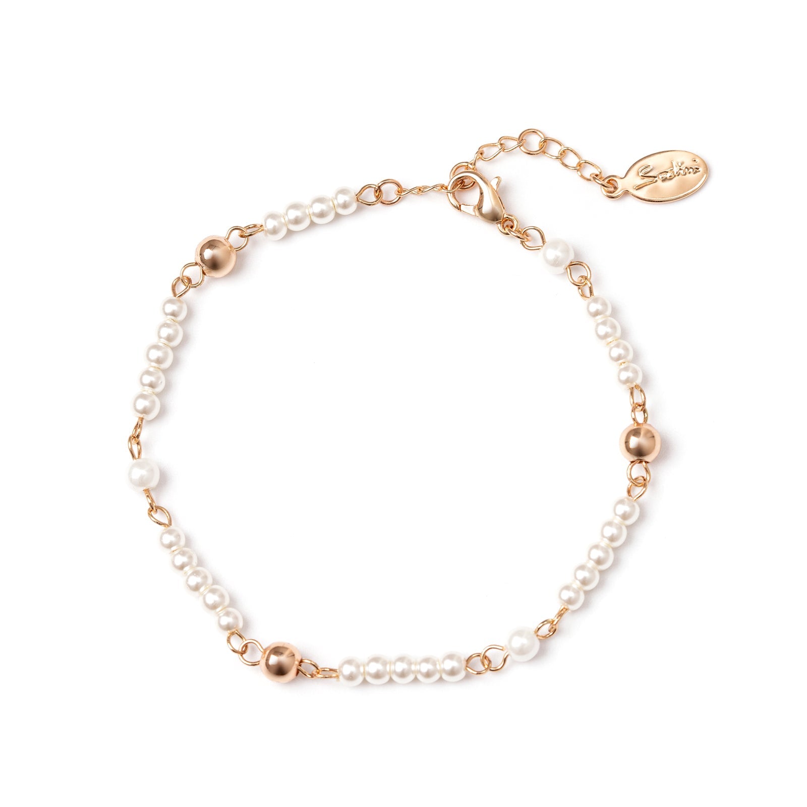 Bracciale con sezioni di perle Moon - Oro e bianco - Sodini Bijoux