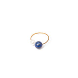 Anello boule e perla Dualism - Blu - Sodini Bijoux